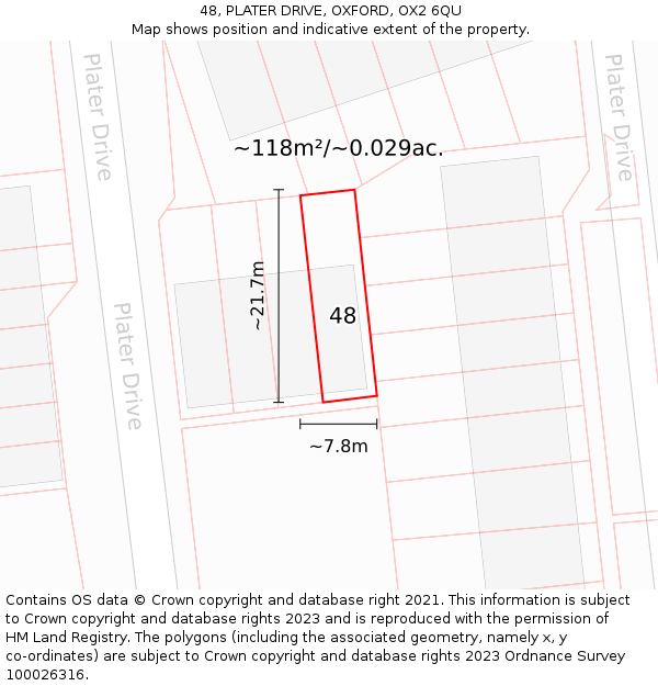 48, PLATER DRIVE, OXFORD, OX2 6QU: Plot and title map