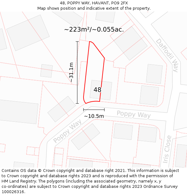 48, POPPY WAY, HAVANT, PO9 2FX: Plot and title map