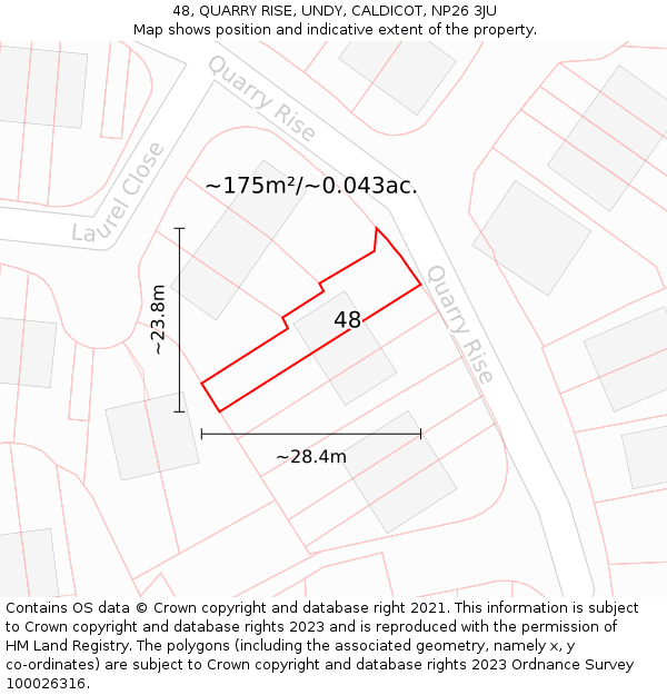 48, QUARRY RISE, UNDY, CALDICOT, NP26 3JU: Plot and title map