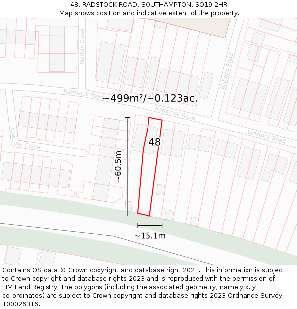 48, RADSTOCK ROAD, SOUTHAMPTON, SO19 2HR: Plot and title map