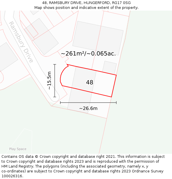 48, RAMSBURY DRIVE, HUNGERFORD, RG17 0SG: Plot and title map