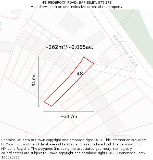 48, REDBROOK ROAD, BARNSLEY, S75 2RS: Plot and title map