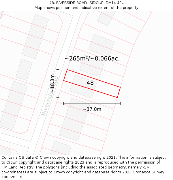 48, RIVERSIDE ROAD, SIDCUP, DA14 4PU: Plot and title map