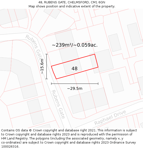 48, RUBENS GATE, CHELMSFORD, CM1 6GN: Plot and title map