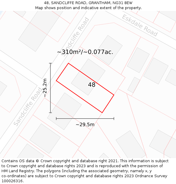 48, SANDCLIFFE ROAD, GRANTHAM, NG31 8EW: Plot and title map