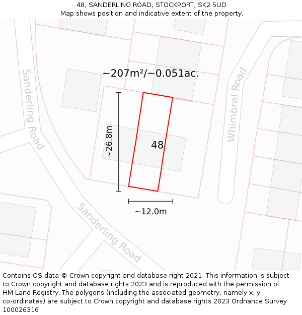 48, SANDERLING ROAD, STOCKPORT, SK2 5UD: Plot and title map