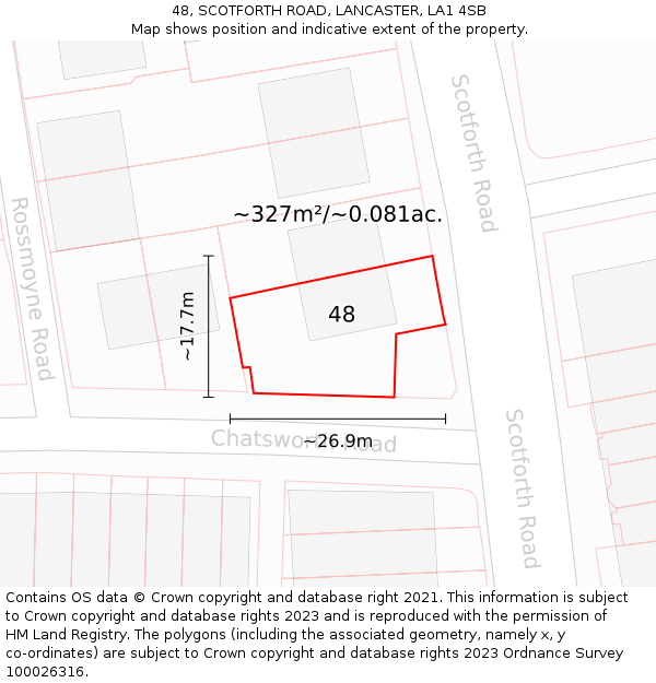 48, SCOTFORTH ROAD, LANCASTER, LA1 4SB: Plot and title map