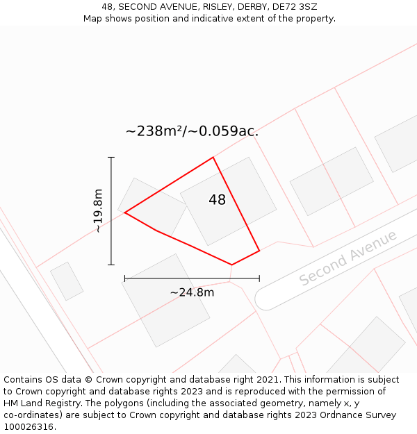 48, SECOND AVENUE, RISLEY, DERBY, DE72 3SZ: Plot and title map