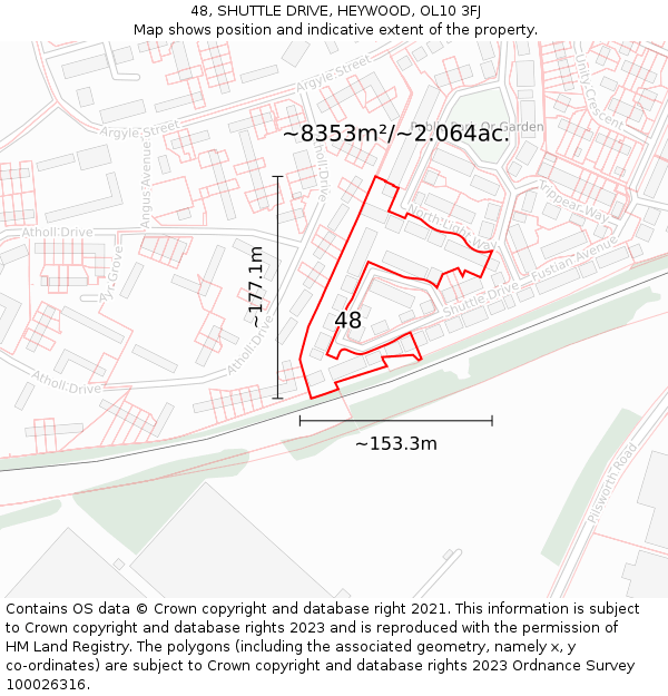 48, SHUTTLE DRIVE, HEYWOOD, OL10 3FJ: Plot and title map