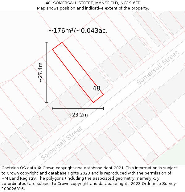 48, SOMERSALL STREET, MANSFIELD, NG19 6EP: Plot and title map