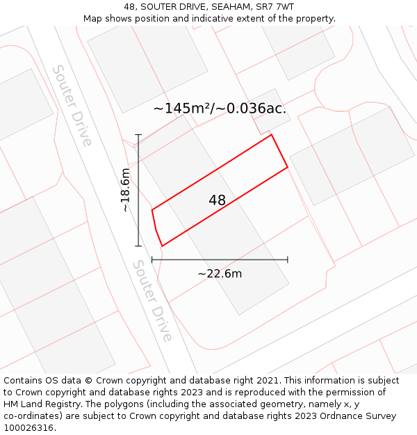 48, SOUTER DRIVE, SEAHAM, SR7 7WT: Plot and title map