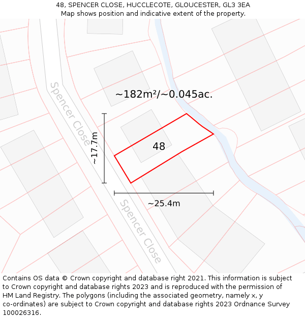 48, SPENCER CLOSE, HUCCLECOTE, GLOUCESTER, GL3 3EA: Plot and title map