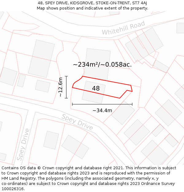 48, SPEY DRIVE, KIDSGROVE, STOKE-ON-TRENT, ST7 4AJ: Plot and title map