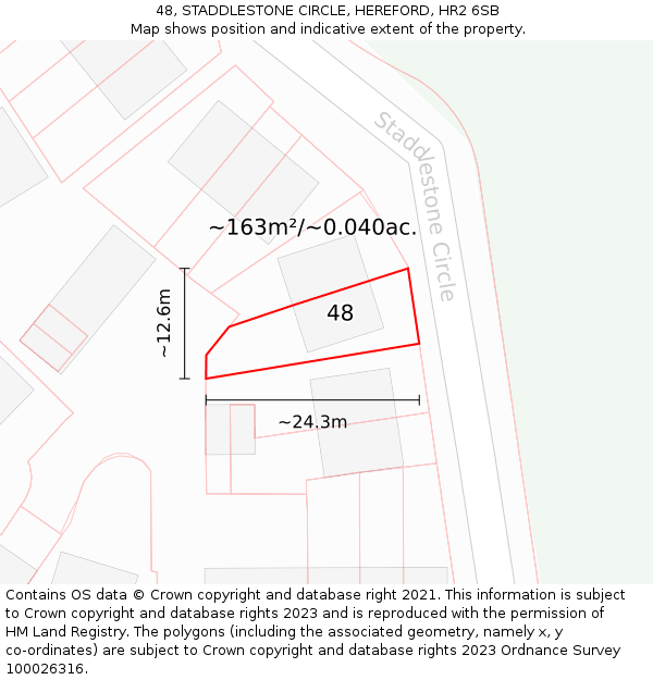 48, STADDLESTONE CIRCLE, HEREFORD, HR2 6SB: Plot and title map