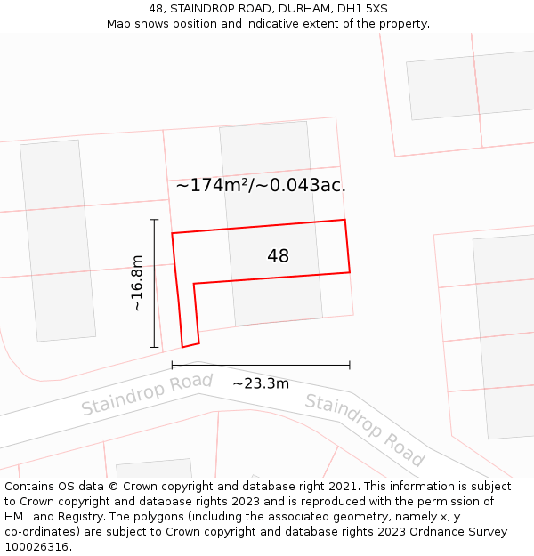 48, STAINDROP ROAD, DURHAM, DH1 5XS: Plot and title map