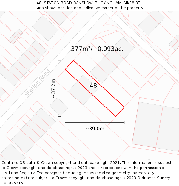 48, STATION ROAD, WINSLOW, BUCKINGHAM, MK18 3EH: Plot and title map