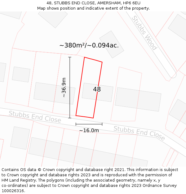 48, STUBBS END CLOSE, AMERSHAM, HP6 6EU: Plot and title map
