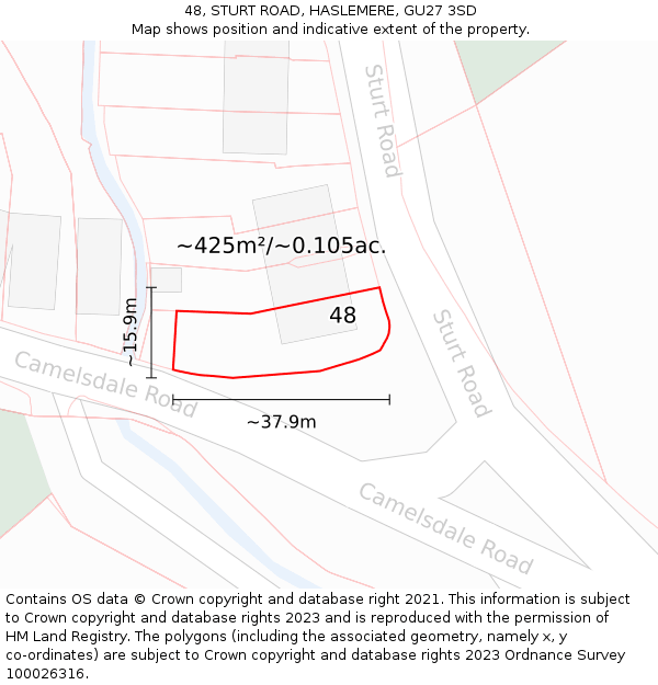 48, STURT ROAD, HASLEMERE, GU27 3SD: Plot and title map