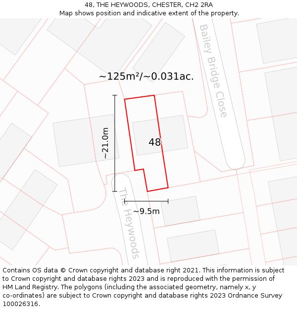 48, THE HEYWOODS, CHESTER, CH2 2RA: Plot and title map