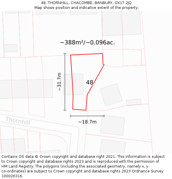 48, THORNHILL, CHACOMBE, BANBURY, OX17 2JQ: Plot and title map