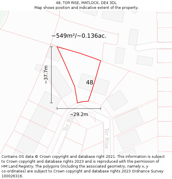 48, TOR RISE, MATLOCK, DE4 3DL: Plot and title map