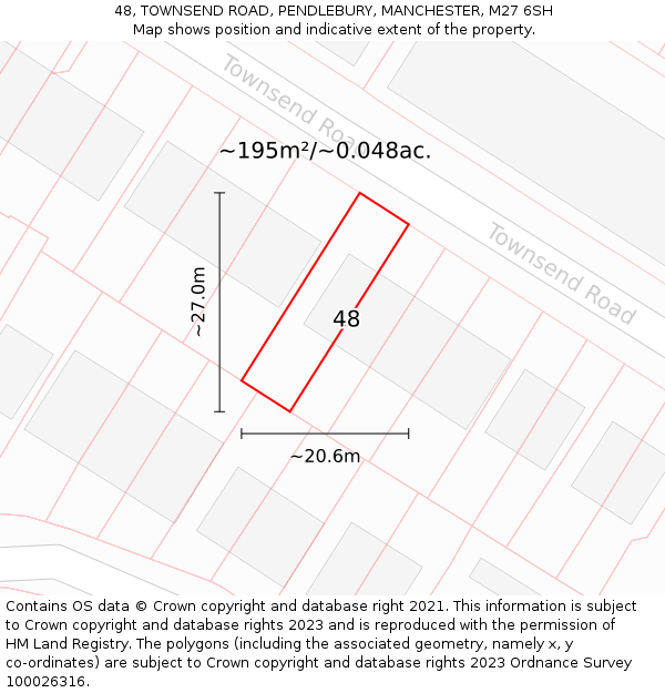 48, TOWNSEND ROAD, PENDLEBURY, MANCHESTER, M27 6SH: Plot and title map