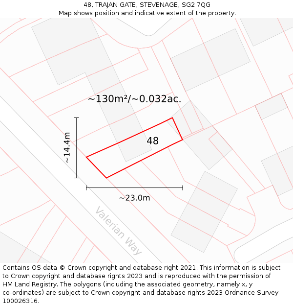 48, TRAJAN GATE, STEVENAGE, SG2 7QG: Plot and title map