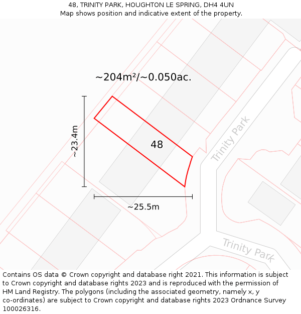 48, TRINITY PARK, HOUGHTON LE SPRING, DH4 4UN: Plot and title map