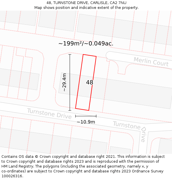 48, TURNSTONE DRIVE, CARLISLE, CA2 7NU: Plot and title map