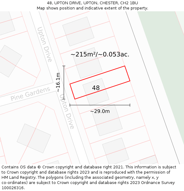 48, UPTON DRIVE, UPTON, CHESTER, CH2 1BU: Plot and title map