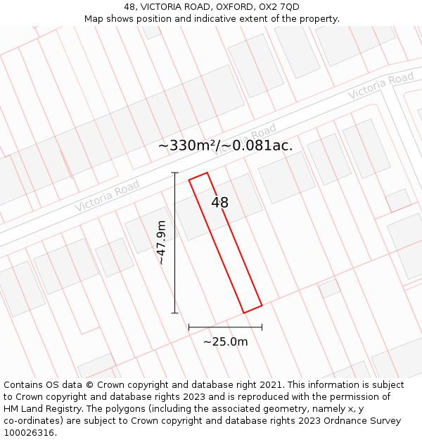 48, VICTORIA ROAD, OXFORD, OX2 7QD: Plot and title map