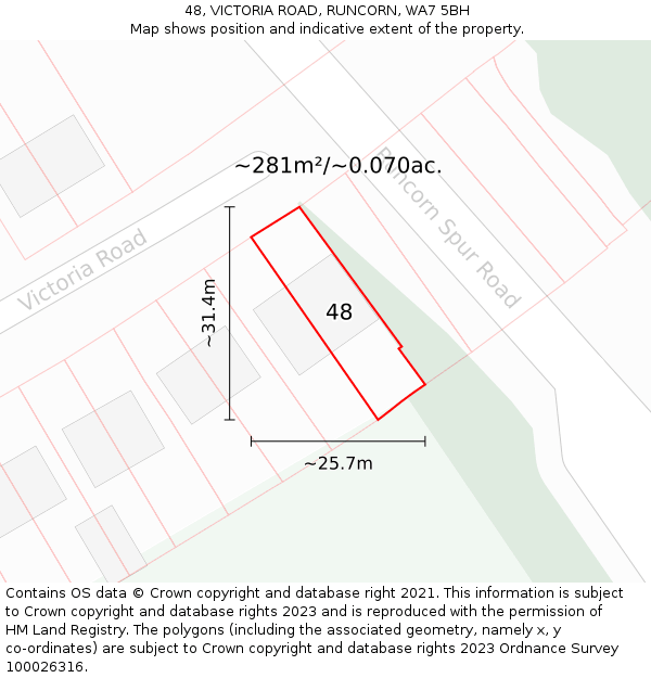 48, VICTORIA ROAD, RUNCORN, WA7 5BH: Plot and title map