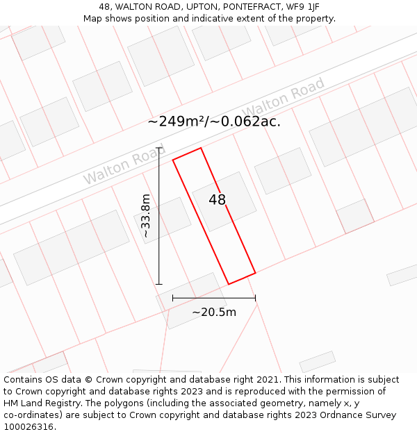 48, WALTON ROAD, UPTON, PONTEFRACT, WF9 1JF: Plot and title map