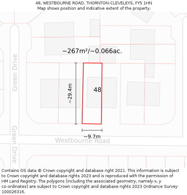 48, WESTBOURNE ROAD, THORNTON-CLEVELEYS, FY5 1HN: Plot and title map