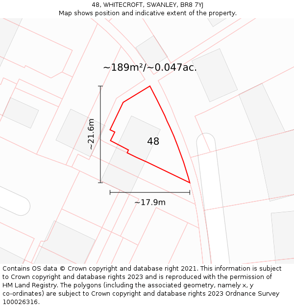 48, WHITECROFT, SWANLEY, BR8 7YJ: Plot and title map