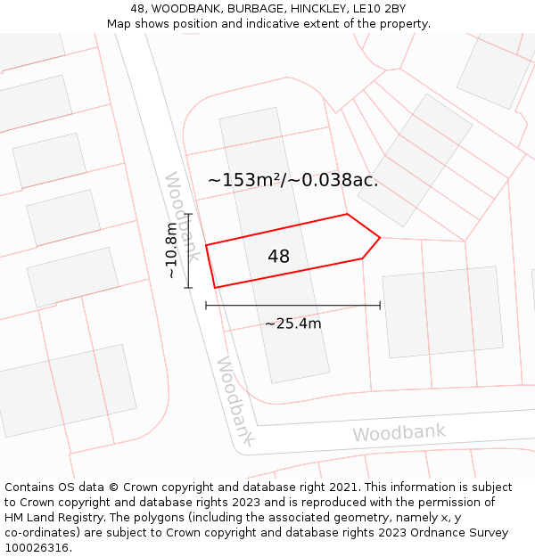 48, WOODBANK, BURBAGE, HINCKLEY, LE10 2BY: Plot and title map