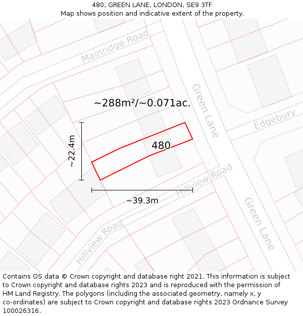 480, GREEN LANE, LONDON, SE9 3TF: Plot and title map