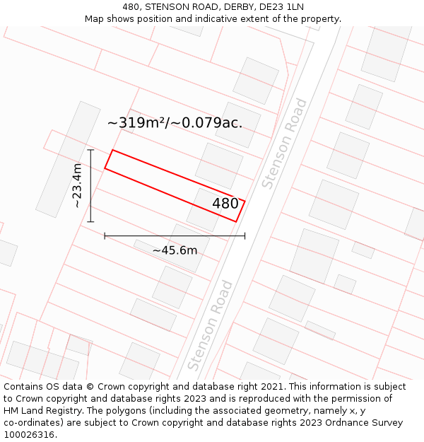 480, STENSON ROAD, DERBY, DE23 1LN: Plot and title map