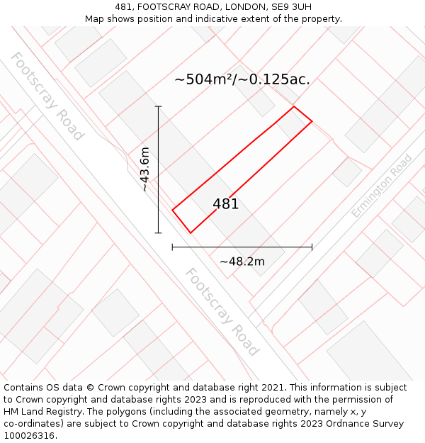 481, FOOTSCRAY ROAD, LONDON, SE9 3UH: Plot and title map