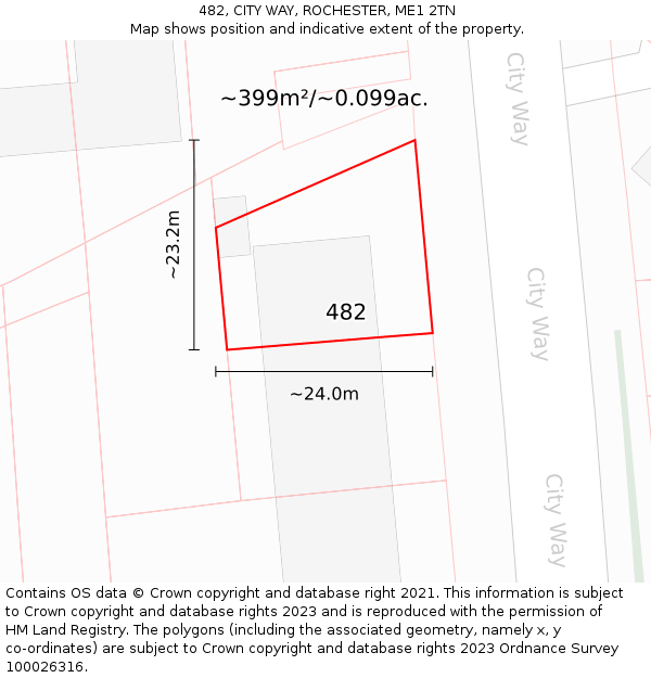 482, CITY WAY, ROCHESTER, ME1 2TN: Plot and title map