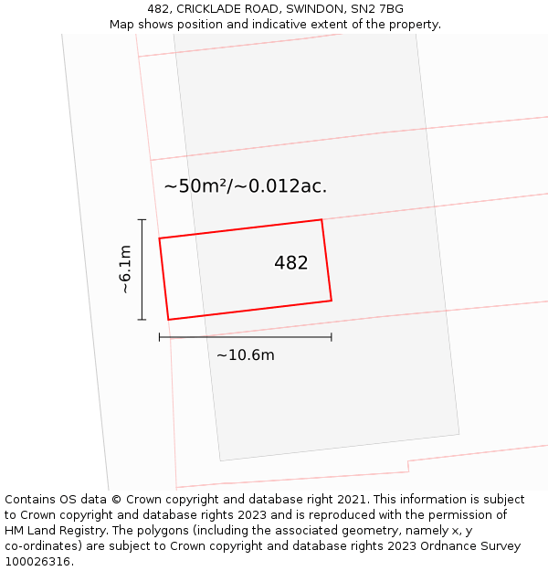 482, CRICKLADE ROAD, SWINDON, SN2 7BG: Plot and title map