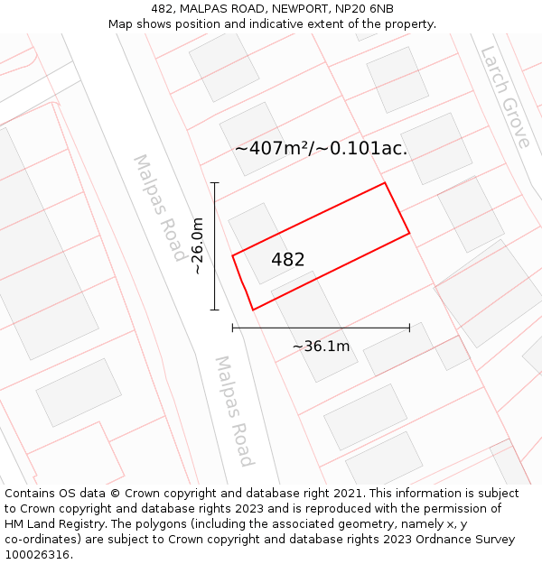 482, MALPAS ROAD, NEWPORT, NP20 6NB: Plot and title map