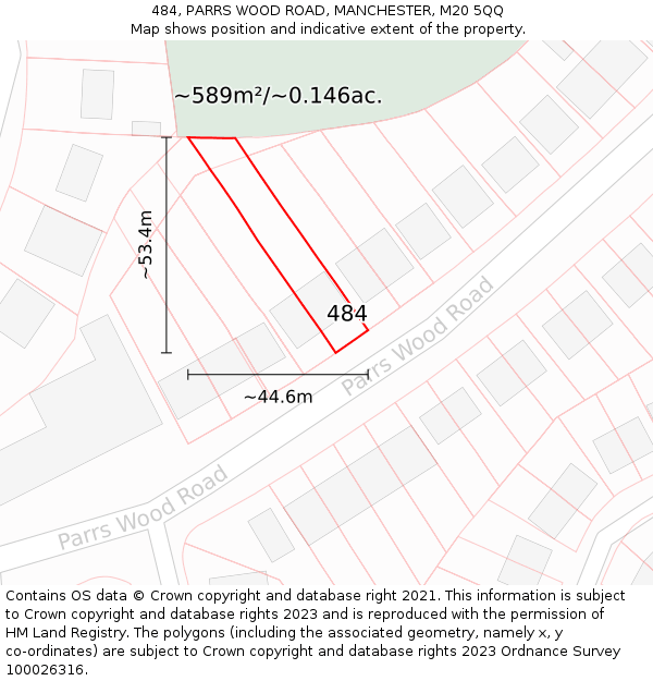 484, PARRS WOOD ROAD, MANCHESTER, M20 5QQ: Plot and title map