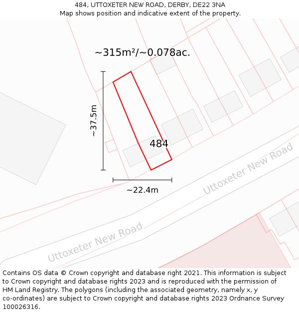 484, UTTOXETER NEW ROAD, DERBY, DE22 3NA: Plot and title map