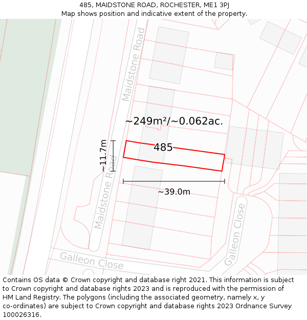 485, MAIDSTONE ROAD, ROCHESTER, ME1 3PJ: Plot and title map