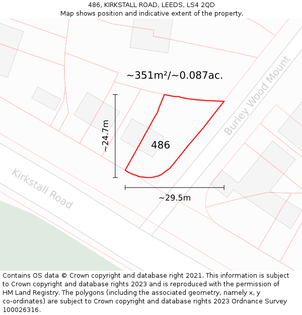 486, KIRKSTALL ROAD, LEEDS, LS4 2QD: Plot and title map