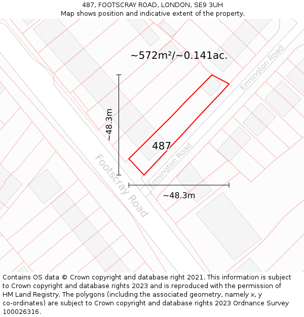 487, FOOTSCRAY ROAD, LONDON, SE9 3UH: Plot and title map