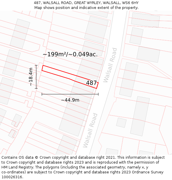 487, WALSALL ROAD, GREAT WYRLEY, WALSALL, WS6 6HY: Plot and title map