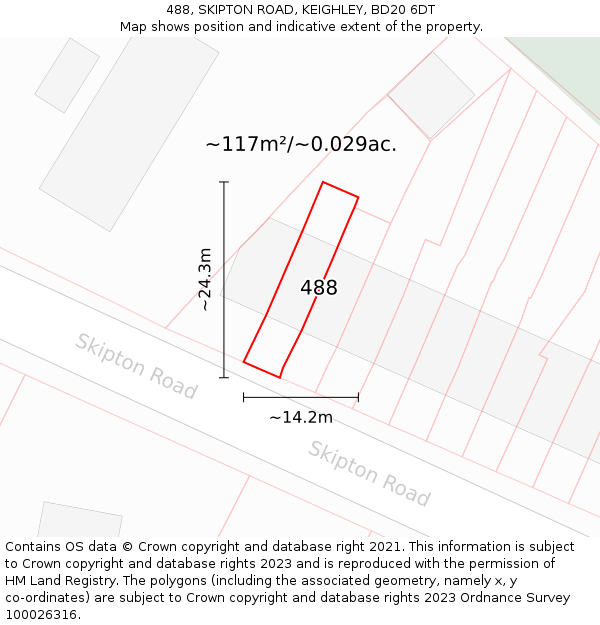 488, SKIPTON ROAD, KEIGHLEY, BD20 6DT: Plot and title map