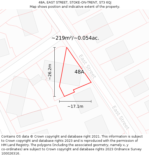 48A, EAST STREET, STOKE-ON-TRENT, ST3 6QJ: Plot and title map